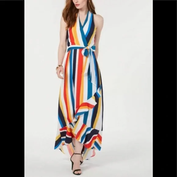 julia jordan rainbow sequin dress Julia Jordan Size 4 Rainbow Sequin Stripe Fit & Flare Midi Cocktail Dress NEW
